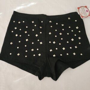 FLIRTITUDE Size 5 Small Black Rhinestud Cotton Spandex Brief Panty NWT